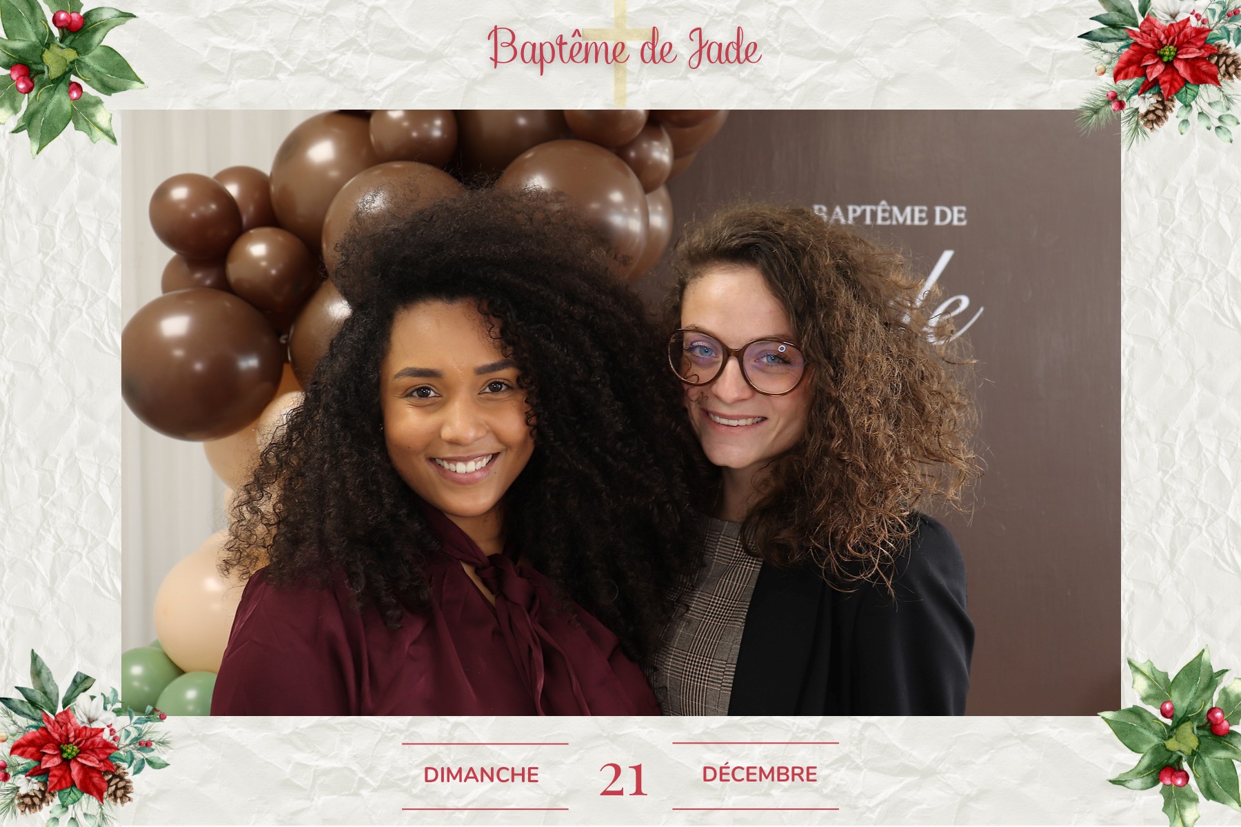 La maman et son amie pour le baptême de Jade